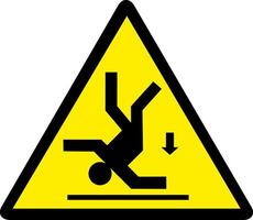 black yellow danger sign falling different level, warning or risk sign vector