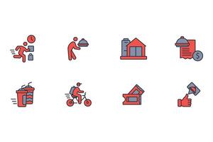 Food delivery icon set..Editable stroke.linear style sign for use web design,logo.Symbol illustration. vector