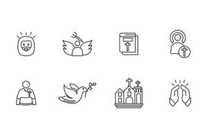 Christianity icon set..Editable stroke.linear style sign for use web design,logo.Symbol illustration. vector