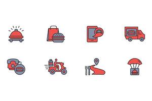 Food delivery icon set..Editable stroke.linear style sign for use web design,logo.Symbol illustration. vector