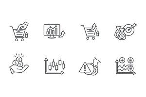 Stock market icon set..Editable stroke.linear style sign for use web design,logo.Symbol illustration. vector