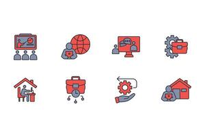 working from home icon set..Editable stroke.linear style sign for use web design,logo.Symbol illustration. vector