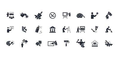 Painting icon set..Editable stroke.linear style sign for use web design,logo.Symbol illustration. vector