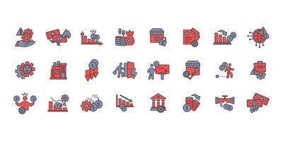 Business failure icon set..Editable stroke.linear style sign for use web design,logo.Symbol illustration. vector