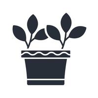 potted plant icon. .Editable stroke.linear style sign for use web design,logo.Symbol illustration. vector