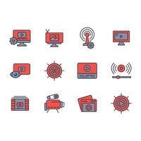 media icon set..Editable stroke.linear style sign for use web design,logo.Symbol illustration. vector