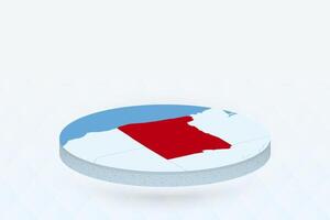 3D Isometric Map Highlighting Oregon in Red. vector