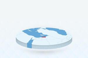 3D Isometric Map Highlighting Lebanon in Red. vector