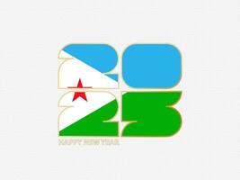 Abstract numbers 2025 with flag of Djibouti. vector