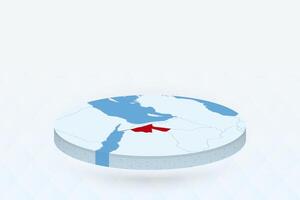 3D Isometric Map Highlighting Jordan in Red. vector