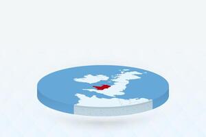 3D Isometric Map Highlighting Wales in Red. vector