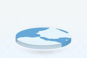 3D Isometric Map Highlighting Gibraltar in Red. vector