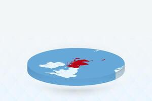 3D Isometric Map Highlighting Scotland in Red. vector