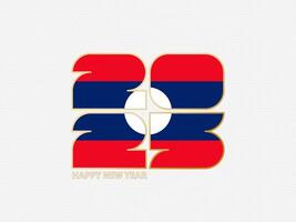 Abstract numbers 2025 with flag of Laos. vector