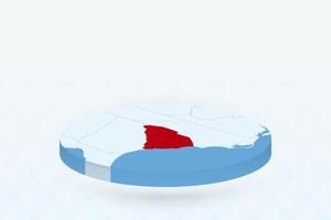3D Isometric Map Highlighting South Carolina in Red. vector