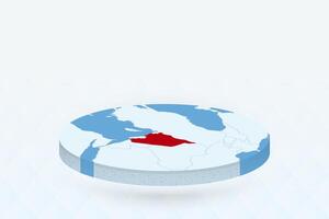 3D Isometric Map Highlighting Syria in Red. vector