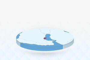 3D Isometric Map Highlighting Qatar in Red. vector