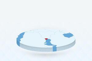 3D Isometric Map Highlighting Kuwait in Red. vector