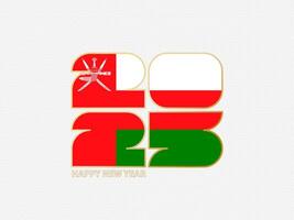 Abstract numbers 2025 with flag of Oman. vector