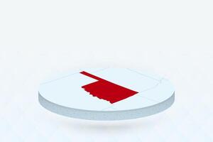 3D Isometric Map Highlighting Oklahoma in Red. vector
