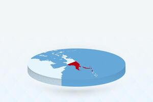 3D Isometric Map Highlighting Papua New Guinea in Red. vector