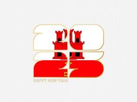 Abstract numbers 2025 with flag of Gibraltar. vector