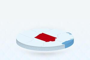 3D Isometric Map Highlighting Iowa in Red. vector