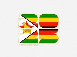 Abstract numbers 2025 with flag of Zimbabwe. vector