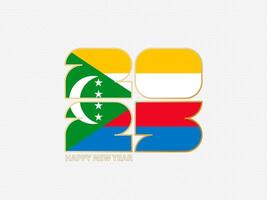 Abstract numbers 2025 with flag of Comoros. vector