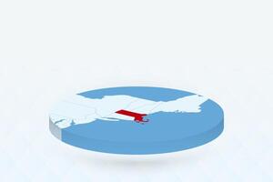 3D Isometric Map Highlighting Massachusetts in Red. vector