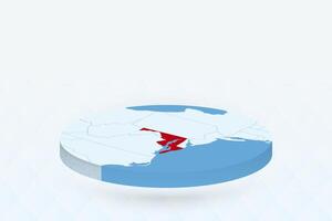 3D Isometric Map Highlighting Maryland in Red. vector