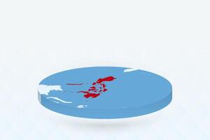 3D Isometric Map Highlighting Philippines in Red. vector