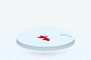 3D Isometric Map Highlighting Tajikistan in Red. vector