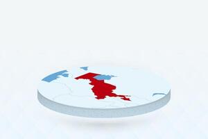 3D Isometric Map Highlighting Uzbekistan in Red. vector