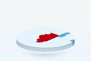 3D Isometric Map Highlighting Illinois in Red. vector