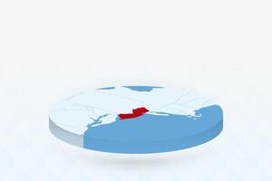 3D Isometric Map Highlighting New Jersey in Red. vector