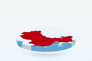 3D Isometric Map Highlighting China in Red. vector
