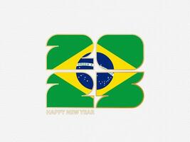 Abstract numbers 2025 with flag of Brazil. vector