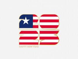 Abstract numbers 2025 with flag of Liberia. vector