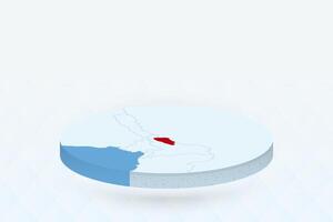3D Isometric Map Highlighting Bhutan in Red. vector