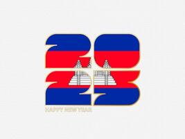 Abstract numbers 2025 with flag of Cambodia. vector