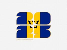 Abstract numbers 2025 with flag of Barbados. vector