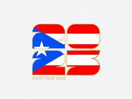 Abstract numbers 2025 with flag of Puerto Rico. vector
