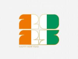 Abstract numbers 2025 with flag of Ivory Coast. vector