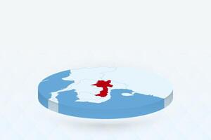 3D Isometric Map Highlighting Laos in Red. vector