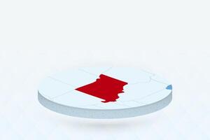 3D Isometric Map Highlighting Missouri in Red. vector