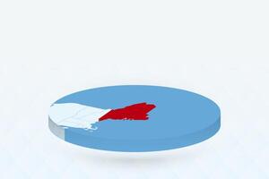 3D Isometric Map Highlighting Maine in Red. vector