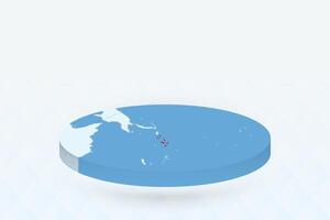 3D Isometric Map Highlighting Solomon Islands in Red. vector