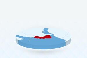 3D Isometric Map Highlighting Oman in Red. vector