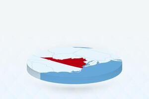 3D Isometric Map Highlighting Virginia in Red. vector